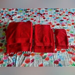 Splash Bold Red Towel/Curtain Set